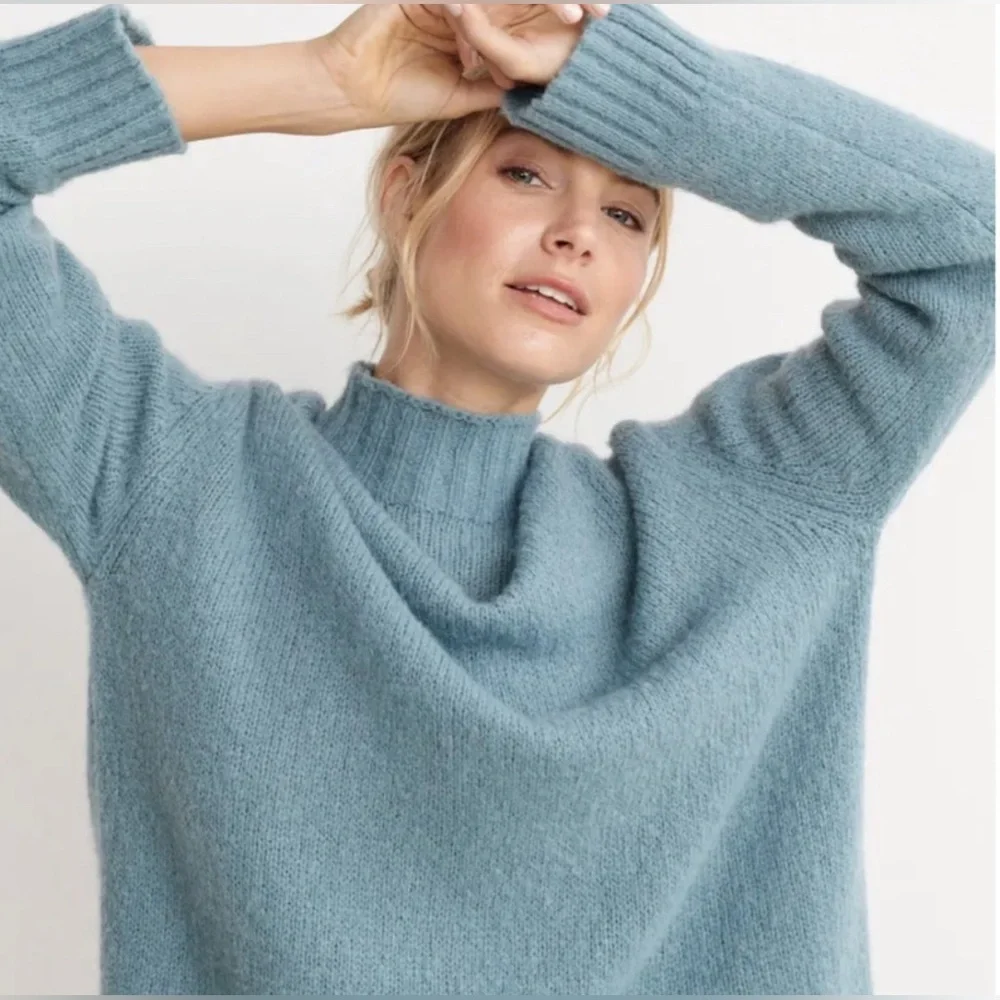 Jenni Kayne Alpaca Mockneck Pullover in Vintage Blue - Picture 1 of 11